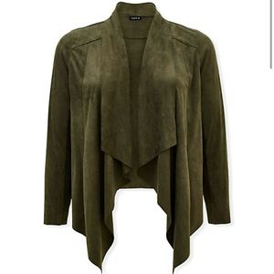 NWT, never worn green faux suede jacket